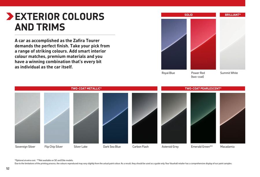 Vauxhall Colour Chart