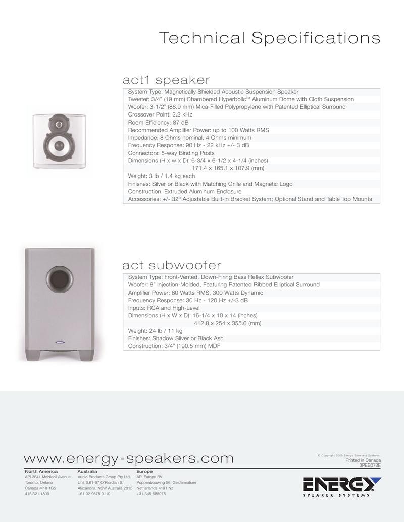 energy act 1 speakers