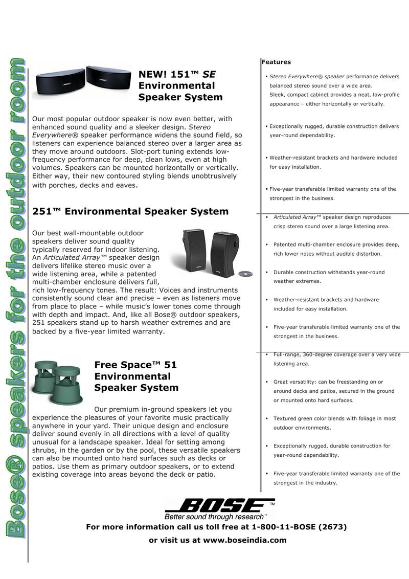 Freespace 51 Environmental Speakers By Bose India