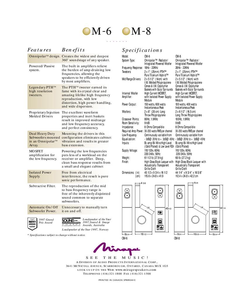 mirage om 8 speakers