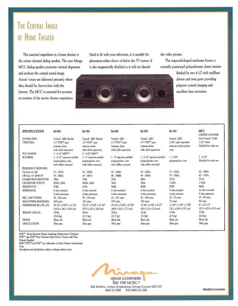 mirage m 790 speakers
