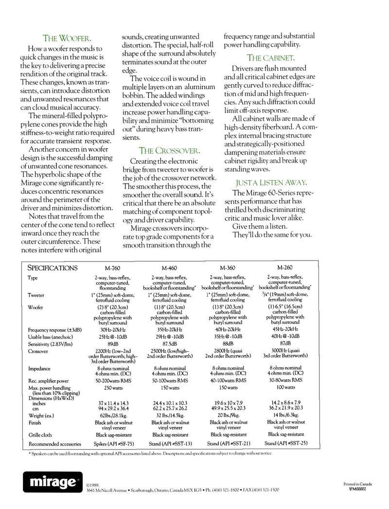 mirage 460 speakers