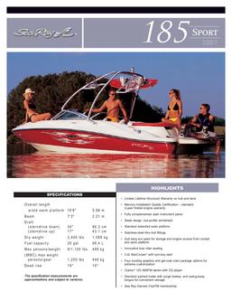 Catalogue: Hutchinson's Boat Works, Inc. Sea Ray 185 Sport 2007