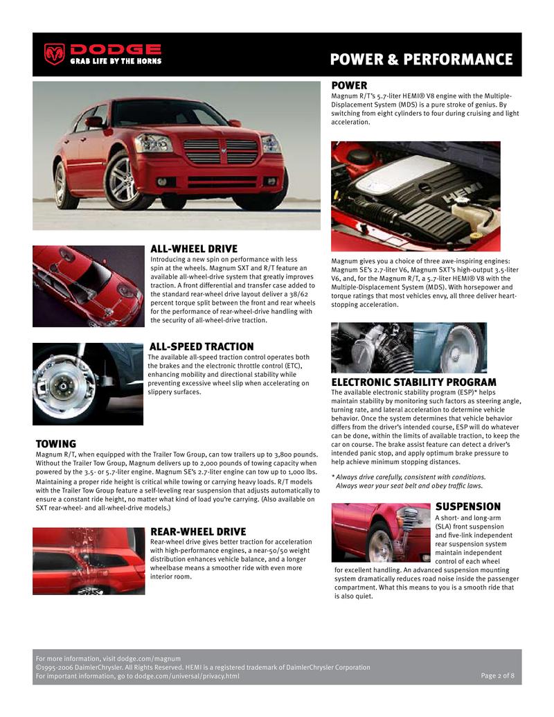 Dodge Magnum Infosheet 2007 By Dodge