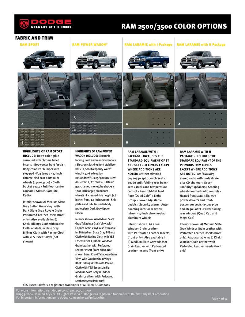 Dodge Ram 2500 3500 Colors And Wheels 2007 By Dodge