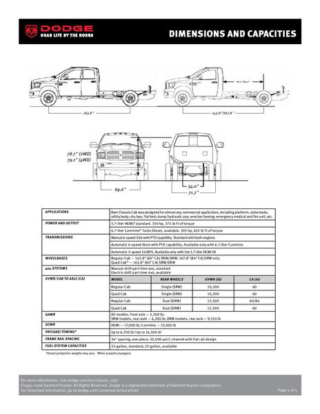 Page 5 of Dodge RAM 3500 Chassis Cab InfoSheet 2007