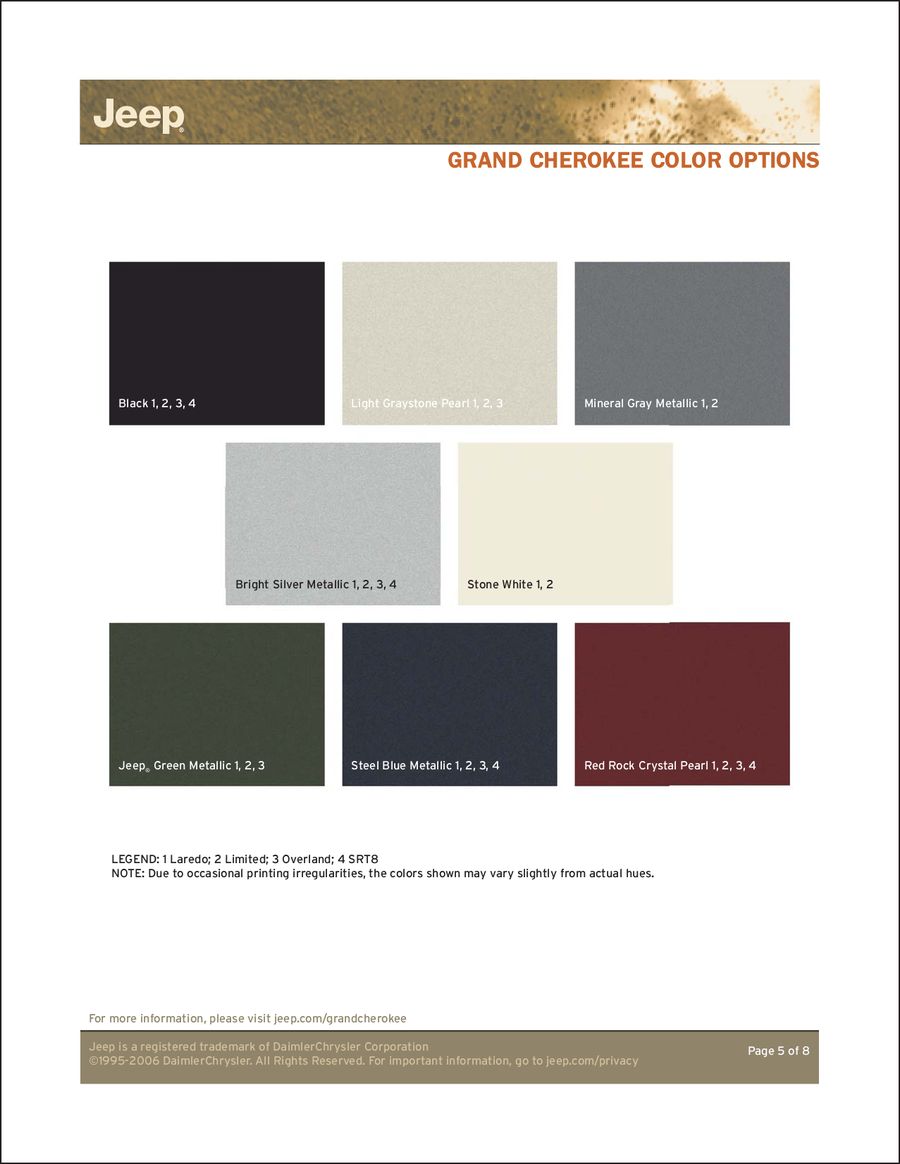 Jeep Grand Cherokee Color Options 2007 By