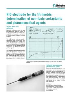Catalogue: Metrohm AG NIO electrode for the titrimetic determination of non-ionic surfactants