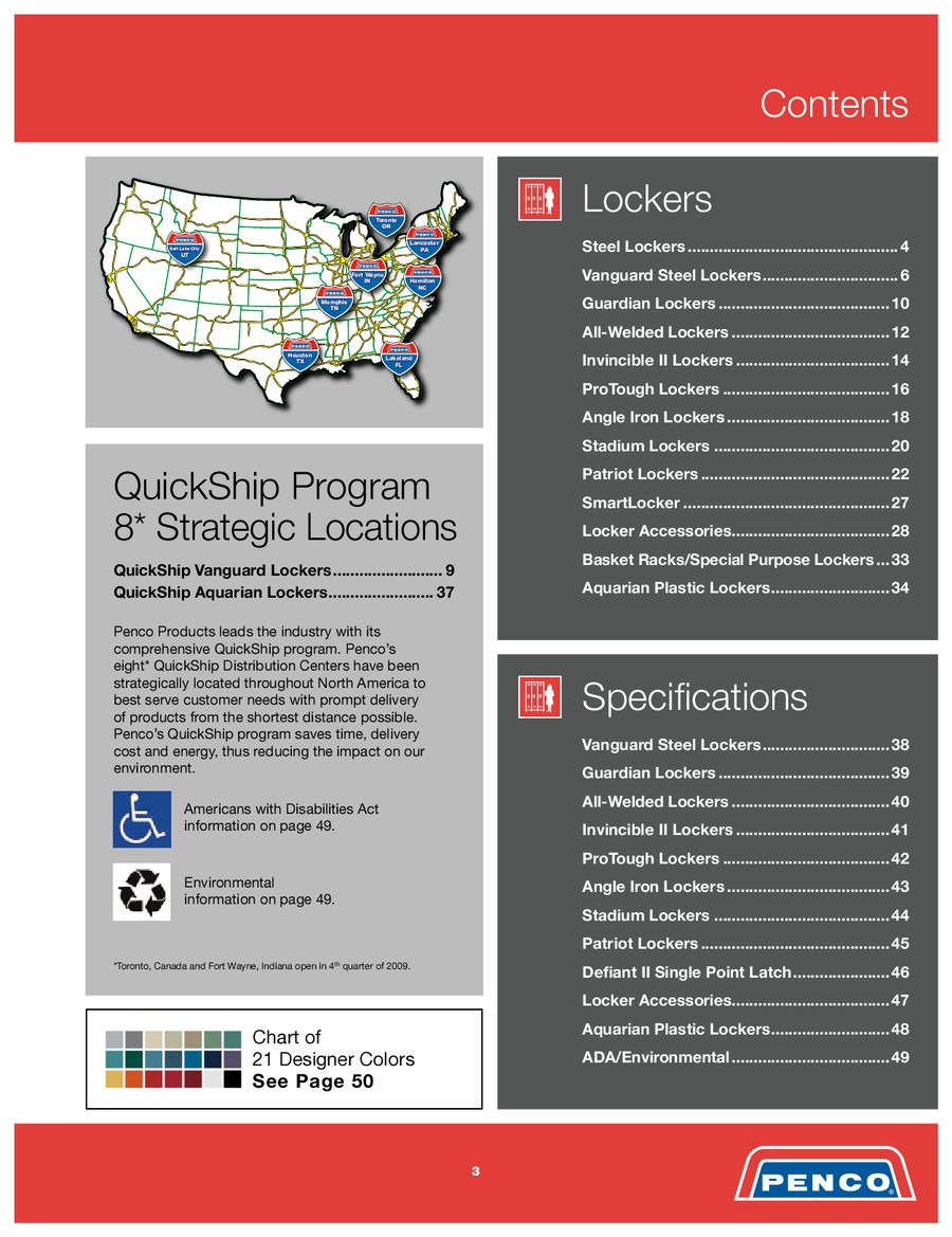 Penco Lockers Color Chart