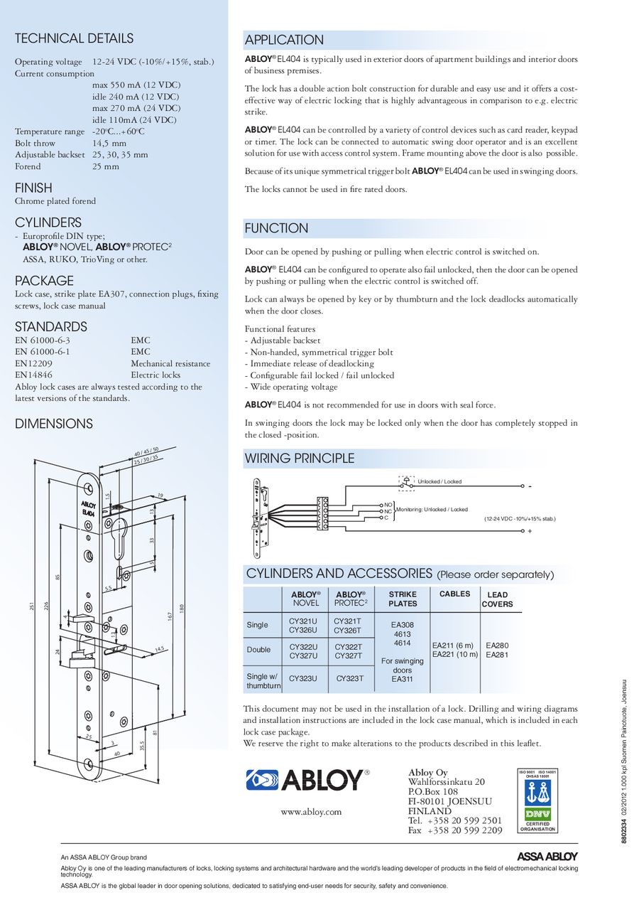 Assa Abloy Wiring Diagram Wiring Diagram