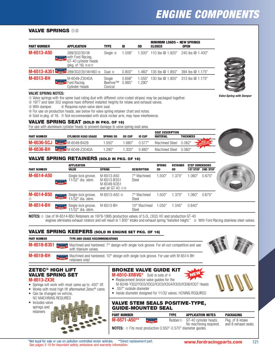 FORD PERFORMANCE EIGHT EXHAUST VALVES 429-460 CJ//SCJ ALUMINUM HEADS M-6505-A429