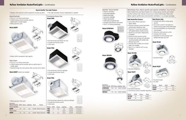 NUTONE MODEL: 765HFL - VENTILATION FAN WITH HEATER AND LIGHT