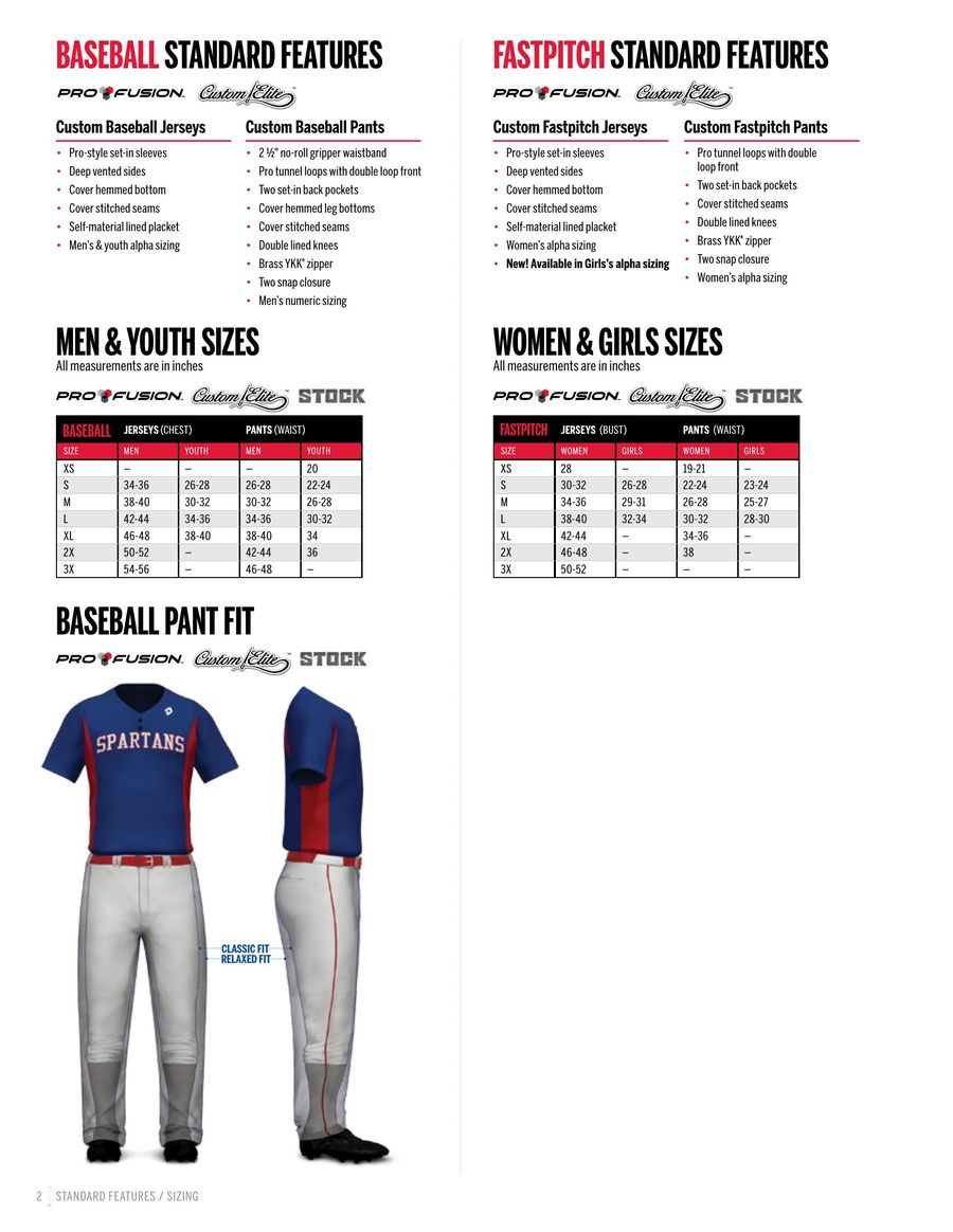 Wilson Baseball Pants Size Chart