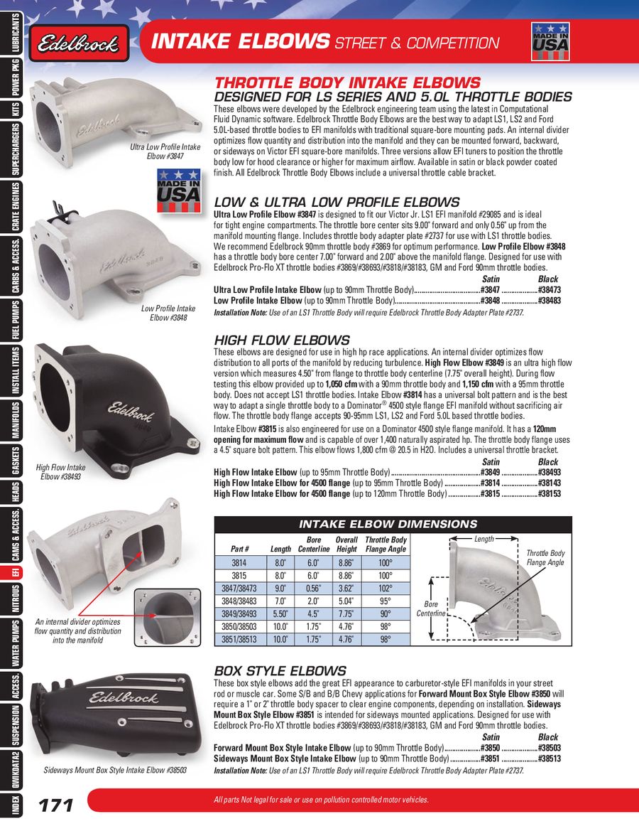 Edelbrock 3848 Low Intake Elbow Edelbrock 3848 Low Intake Elbow