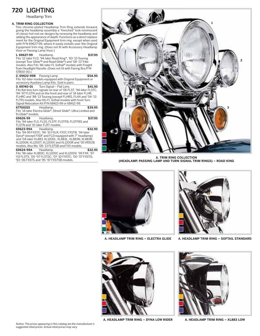 Indicators Motors Harley Burst Collection Headlamp Trim Ring Street Tri Electra Glide 61400319 Suneducationgroup Com