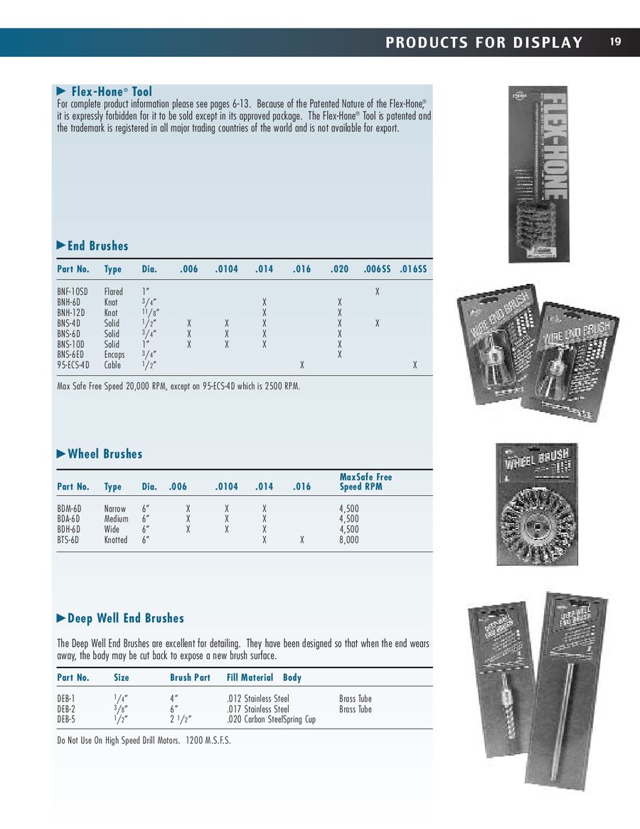 Flex Hone Size Chart