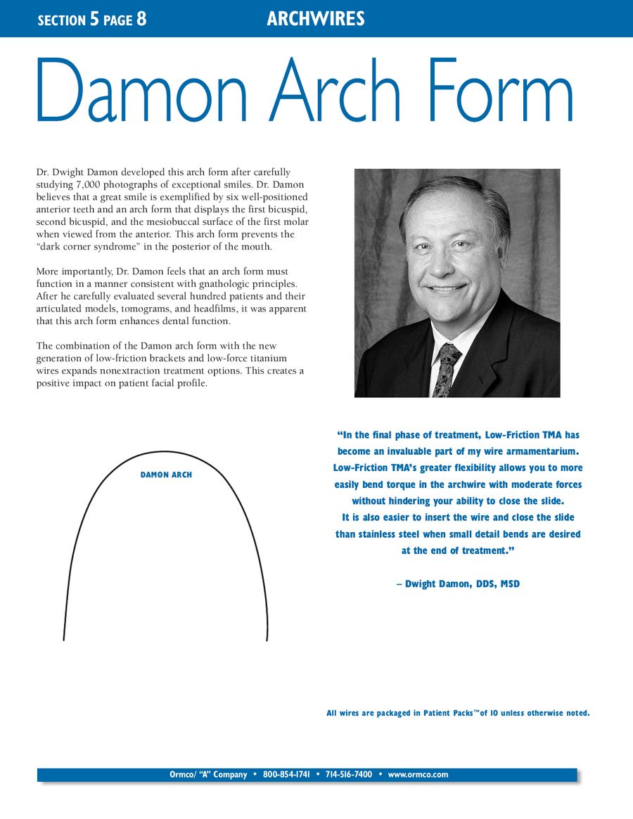 page 85 of orthodontic products arch form