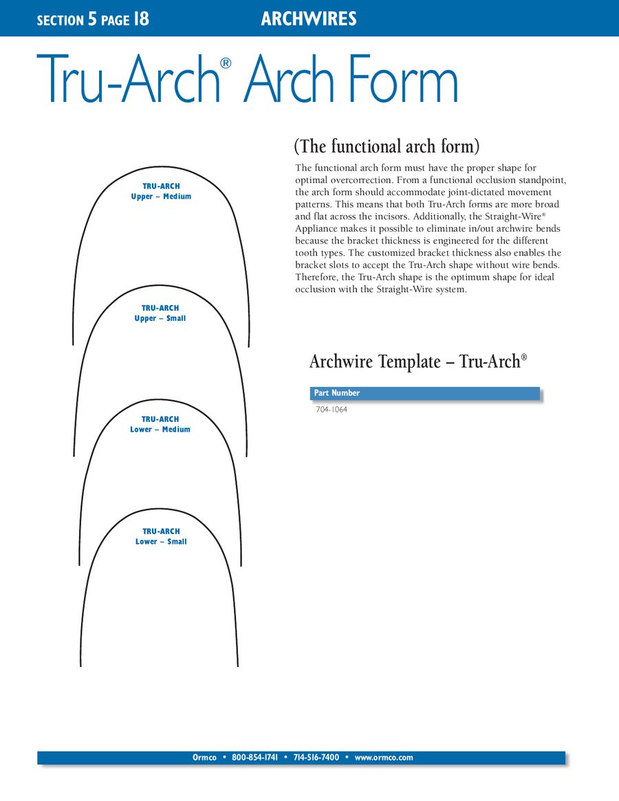page 95 of orthodontic products arch form
