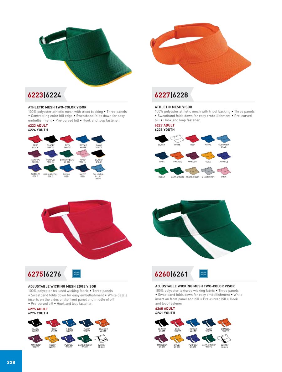 Augusta Sportswear Adult Adjustable Wicking Mesh Two-Color Visor 6260
