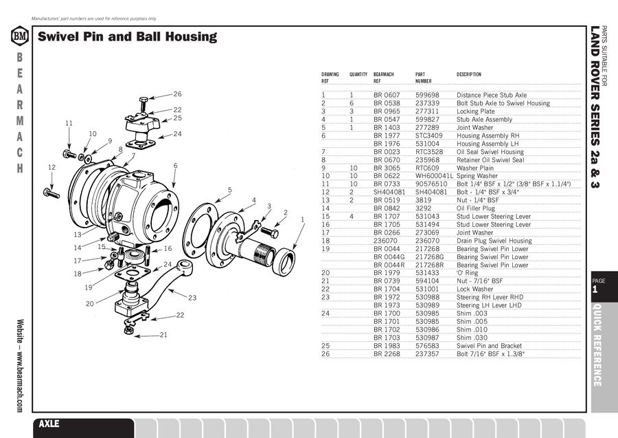 Bearmach Land Rover Bell Crank Resorte de retorno no parte 552223