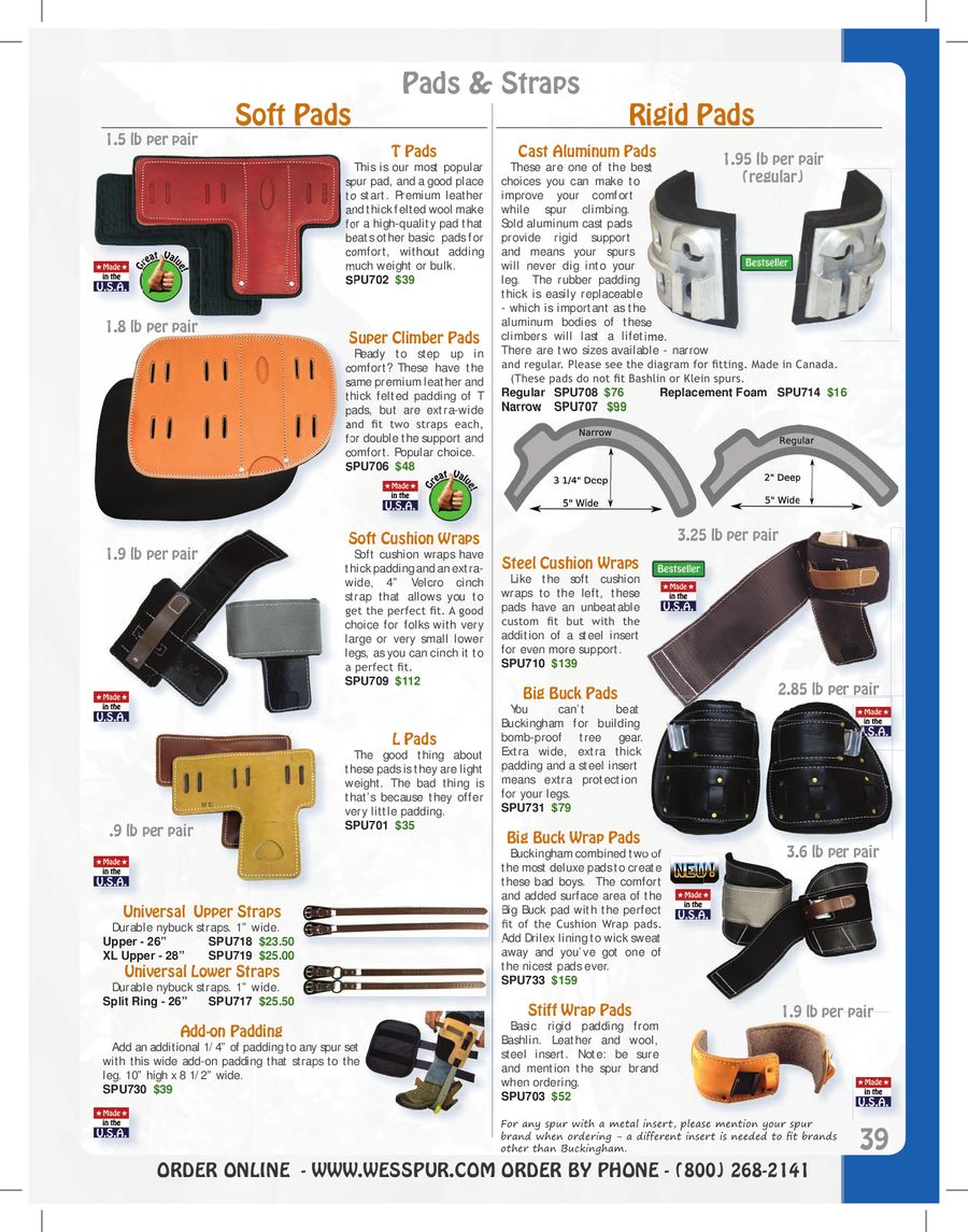 Replacement Pads For Most Brand Climbing Spurs,Premium Leather,Thick Felted Wool