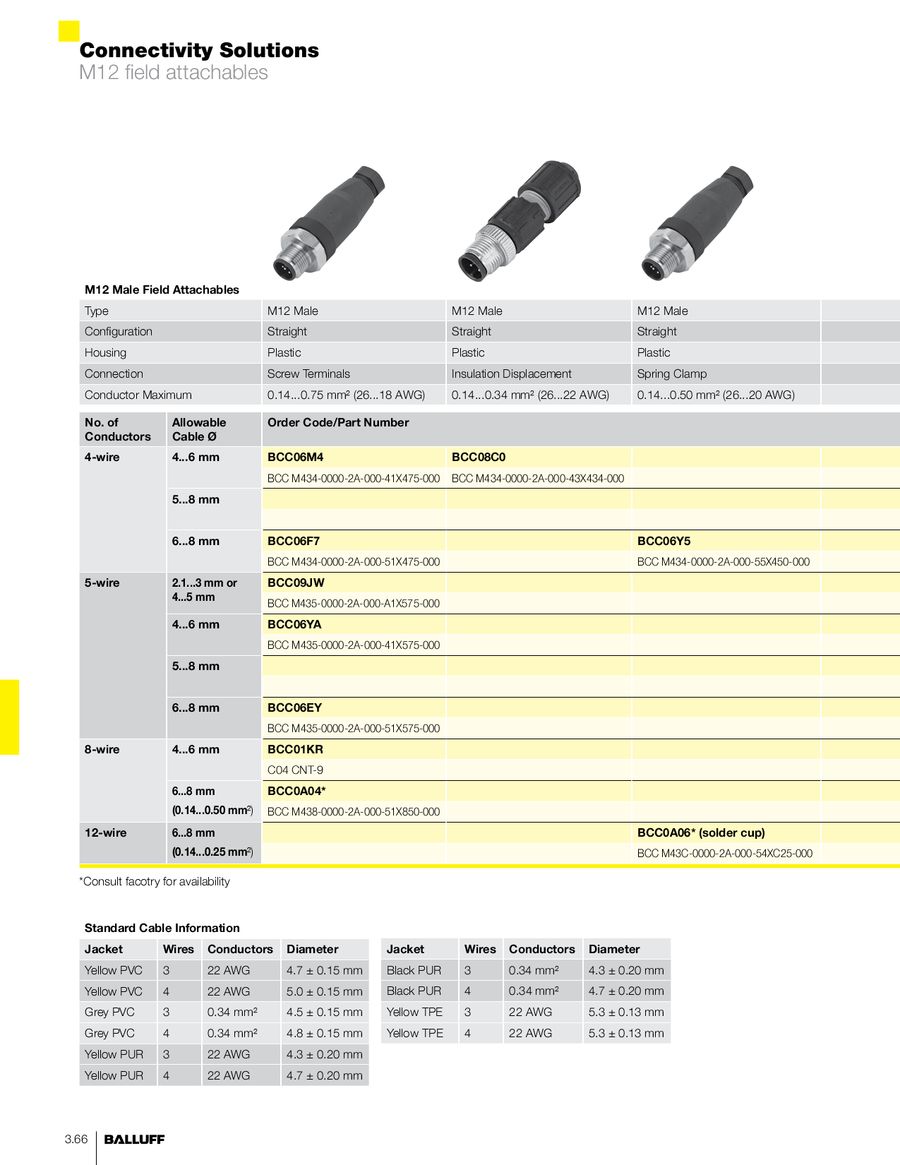 M12 Male Straight 4 Wire Balluff BCC08C0 Field BCC M434-0000-2A-000-43X434-000 Connector M12 Male Straight 4 Wire Balluff BCC08C0 Field BCC M434-0000-2A-000-43X434-000 Connector