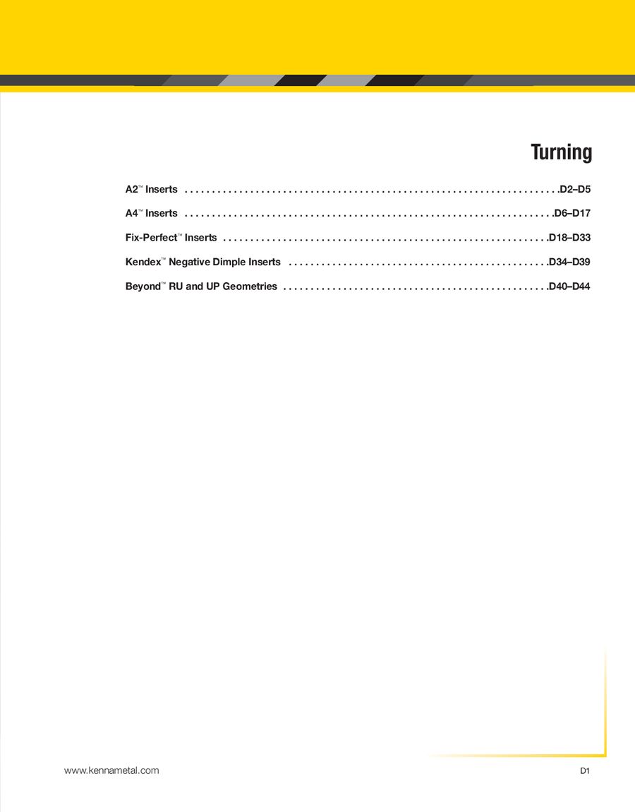 Kennametal Turning Grades Chart