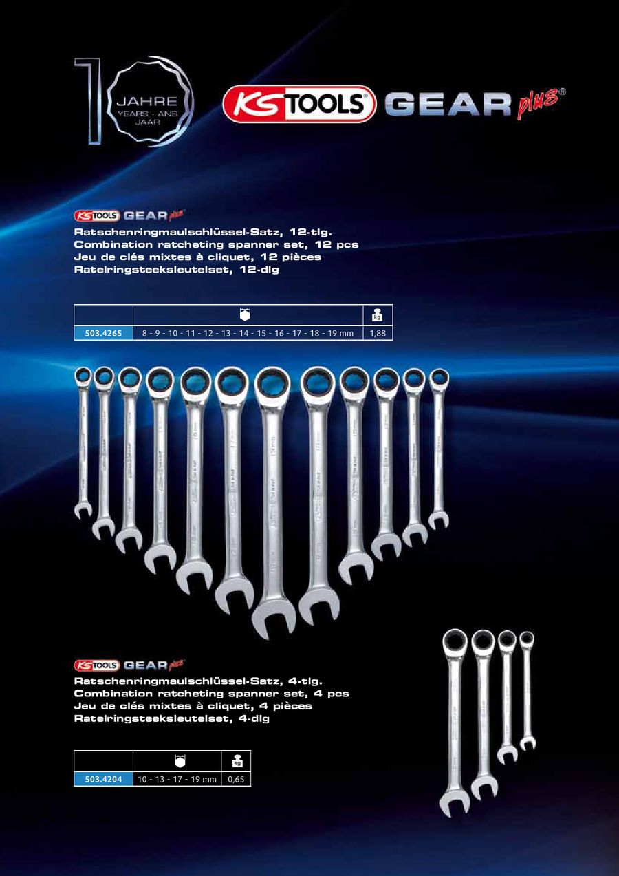 503,4265 12-tlg KS /_ TOOLS GEARplus ® cliquet ringmaulschlüssel-jeu