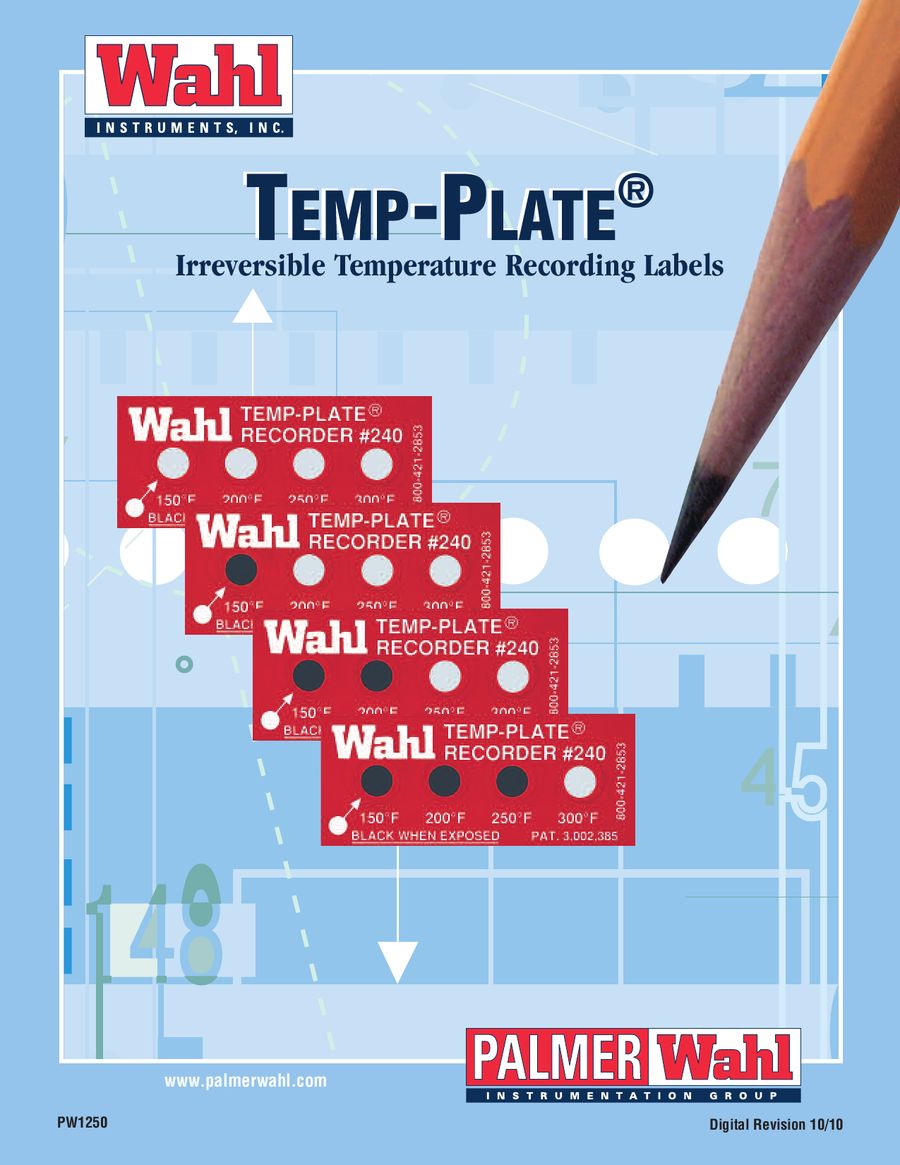 500 degrees F and 260 degrees C Pack of 20 Wahl Instruments 414-500F-260C Round Single Position Temp-Plate