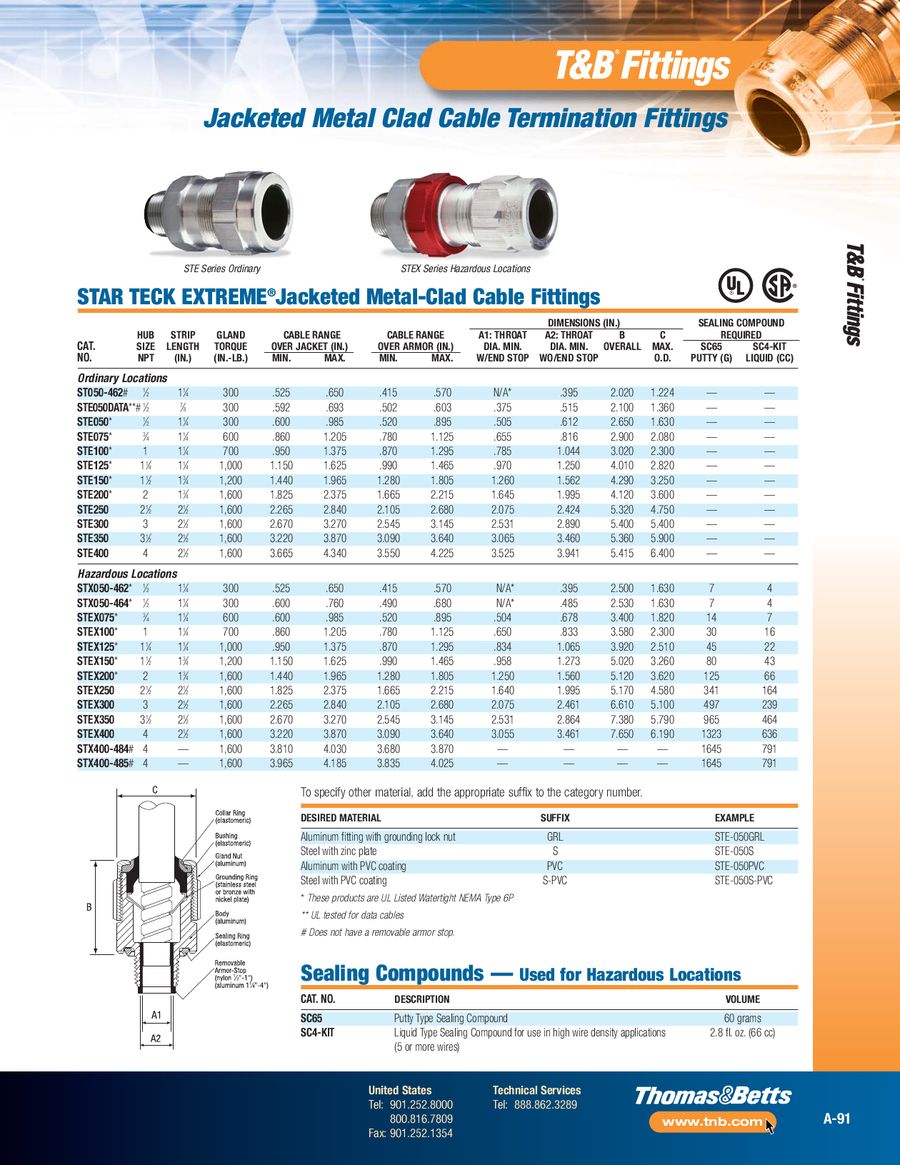 Star Teck Connector Size Chart