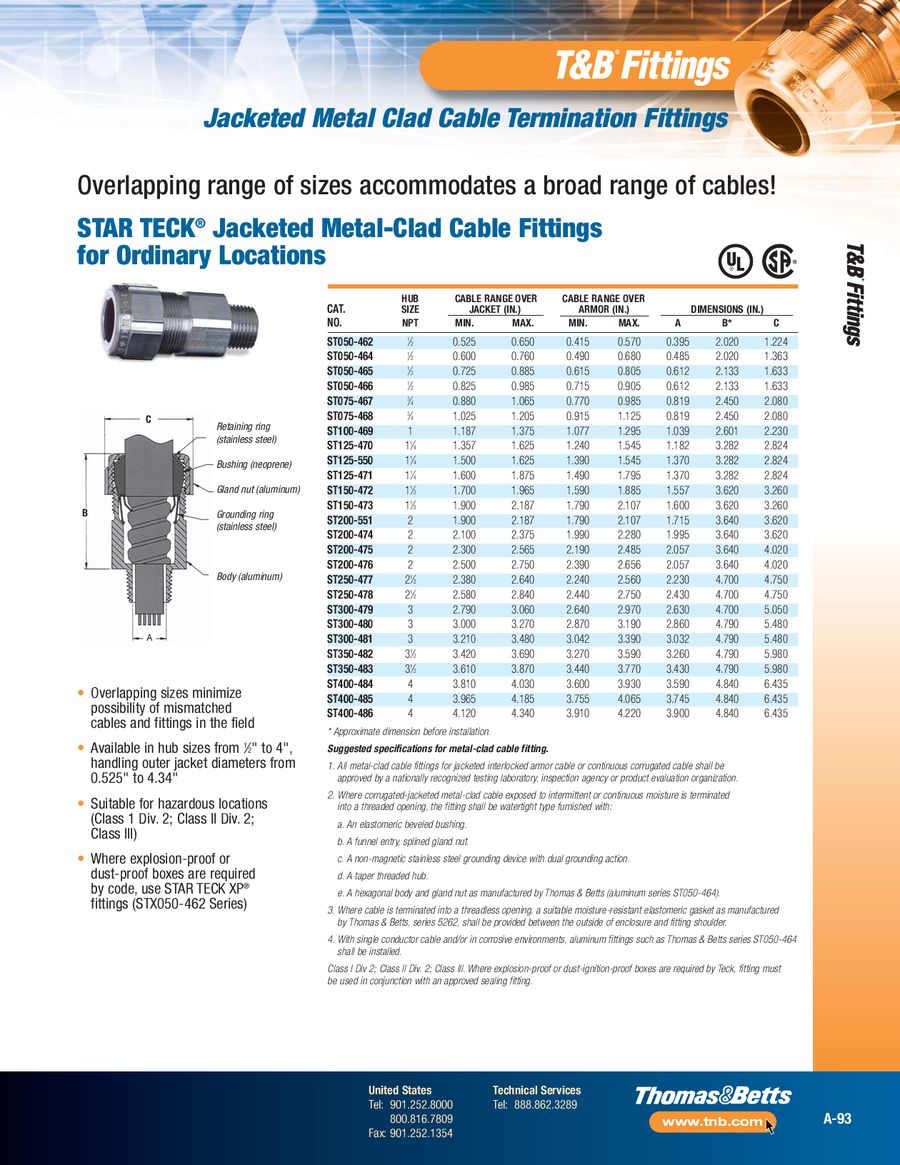 Star Teck Connector Size Chart