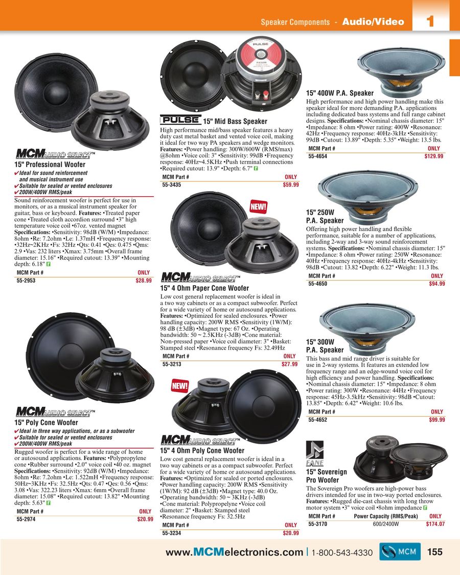 mcm speaker components