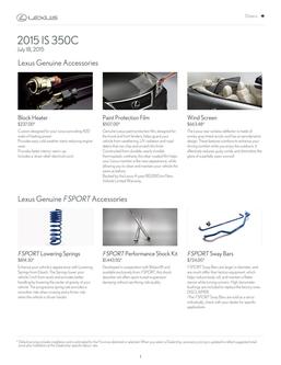 Lexus Accessories 2015 IS 350C
