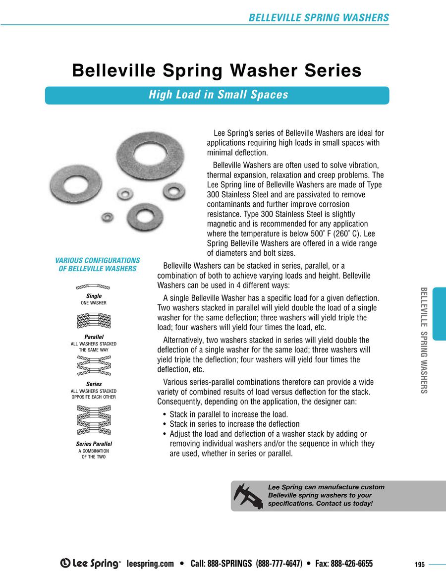 Belleville Washer Size Chart