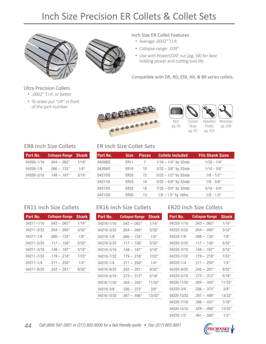 TECHNIKS 35//64/" HIGH PRECISION DA100 COLLET CNC CHUCK DOUBLE ANGLE HOLDER