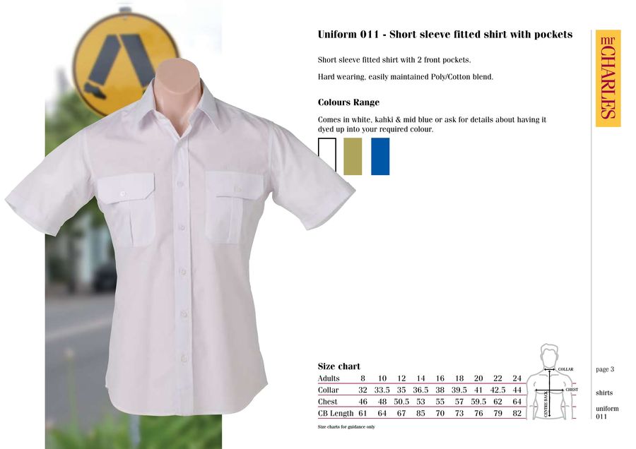 School Uniform Shirt Size Chart