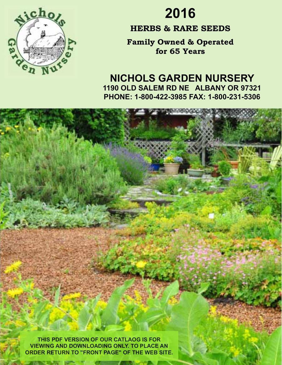 Fine Seeds And Herbs 2016 By Nichols Garden Nursery