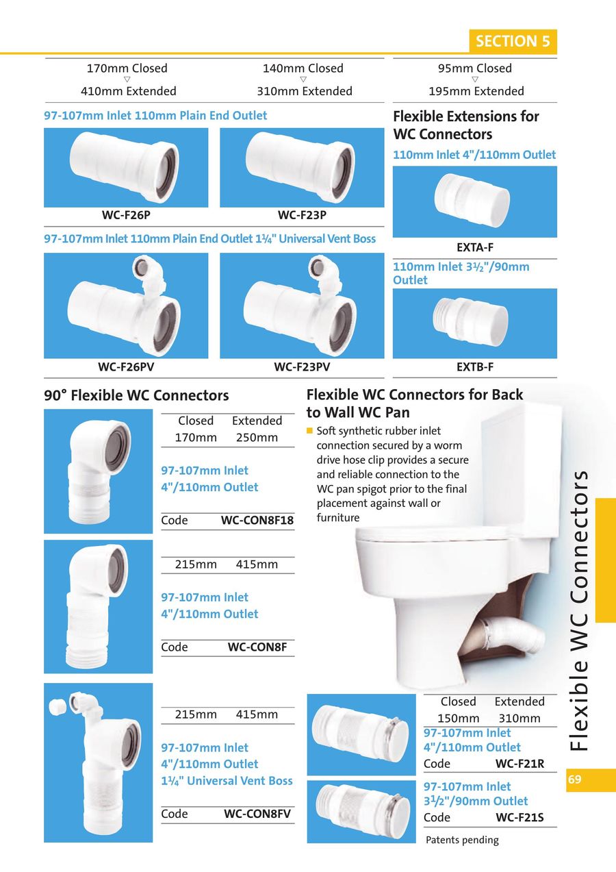 McAlpine MAC-EXTB Adjustable Length Straight Extension MACFIT WC Connector