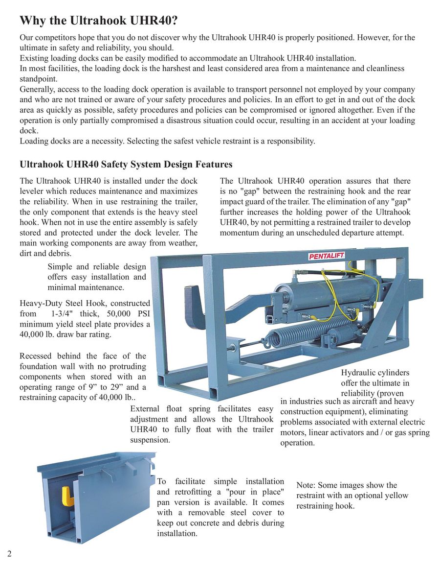 Pentalift Ultrahook UHR40-Under Dock Hydraulic Vehicle Restraint 2016 by  Pentalift