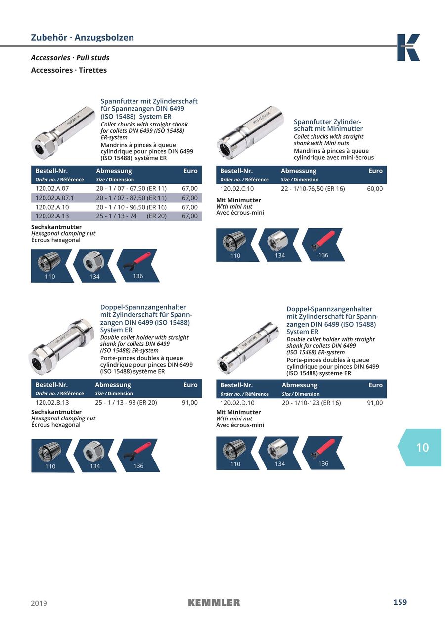 Kemmler Spannfutter Zylinderschaft ER32-2//20-150 Ø = 32