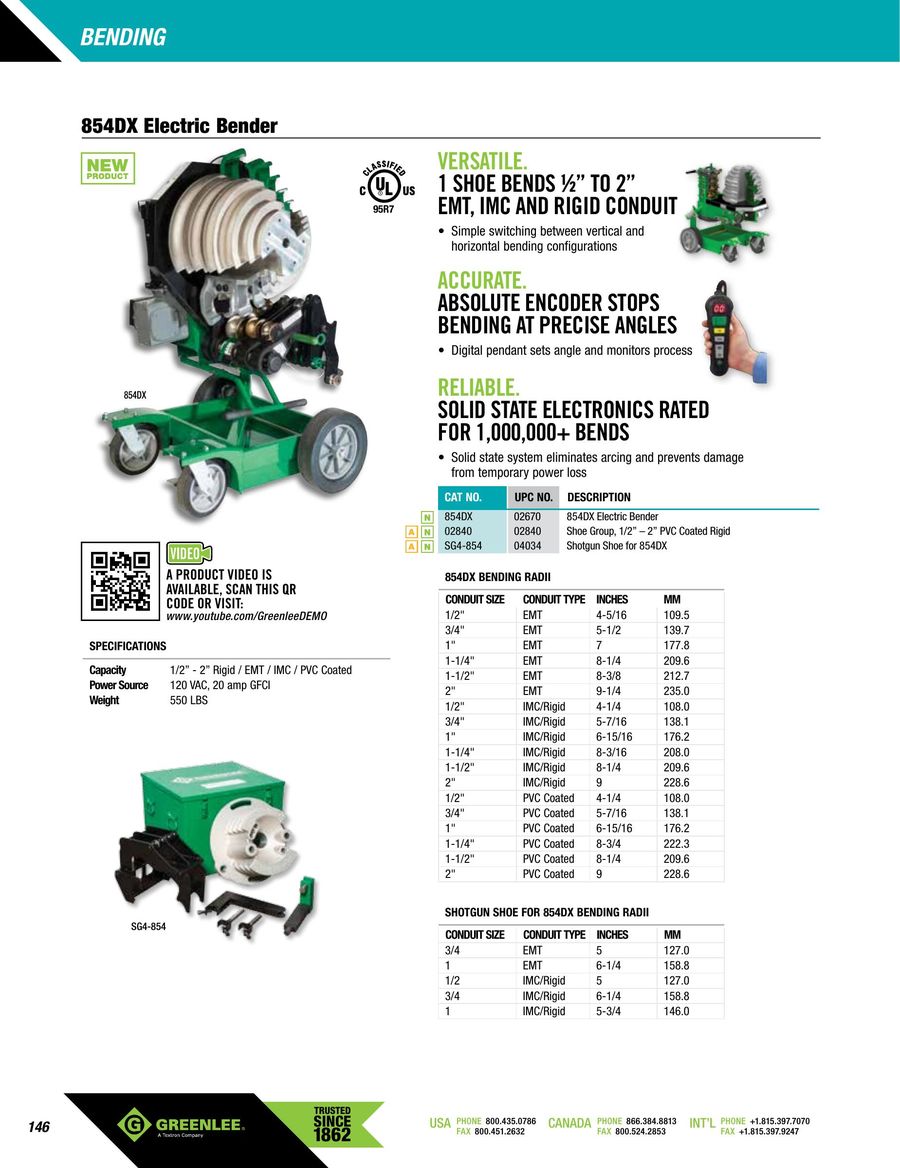 Greenlee 881ct Bending Chart