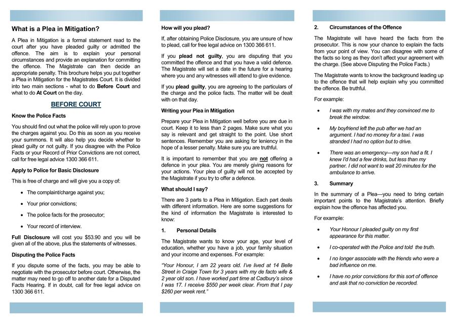 Plea In Mitigation 2015 By Legal Aid Tasmania