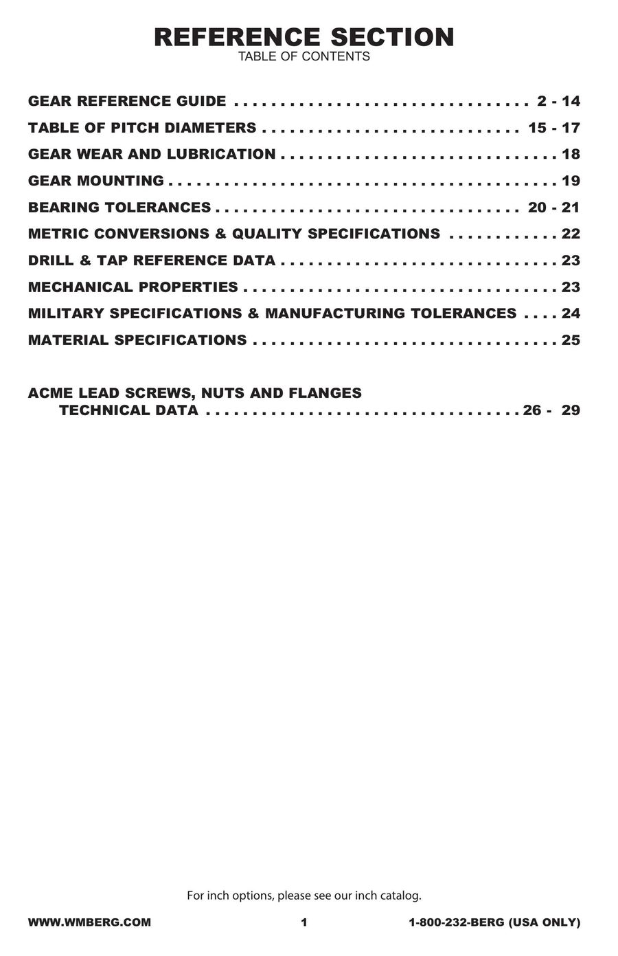 Metric Catalog 2017 By WM Berg