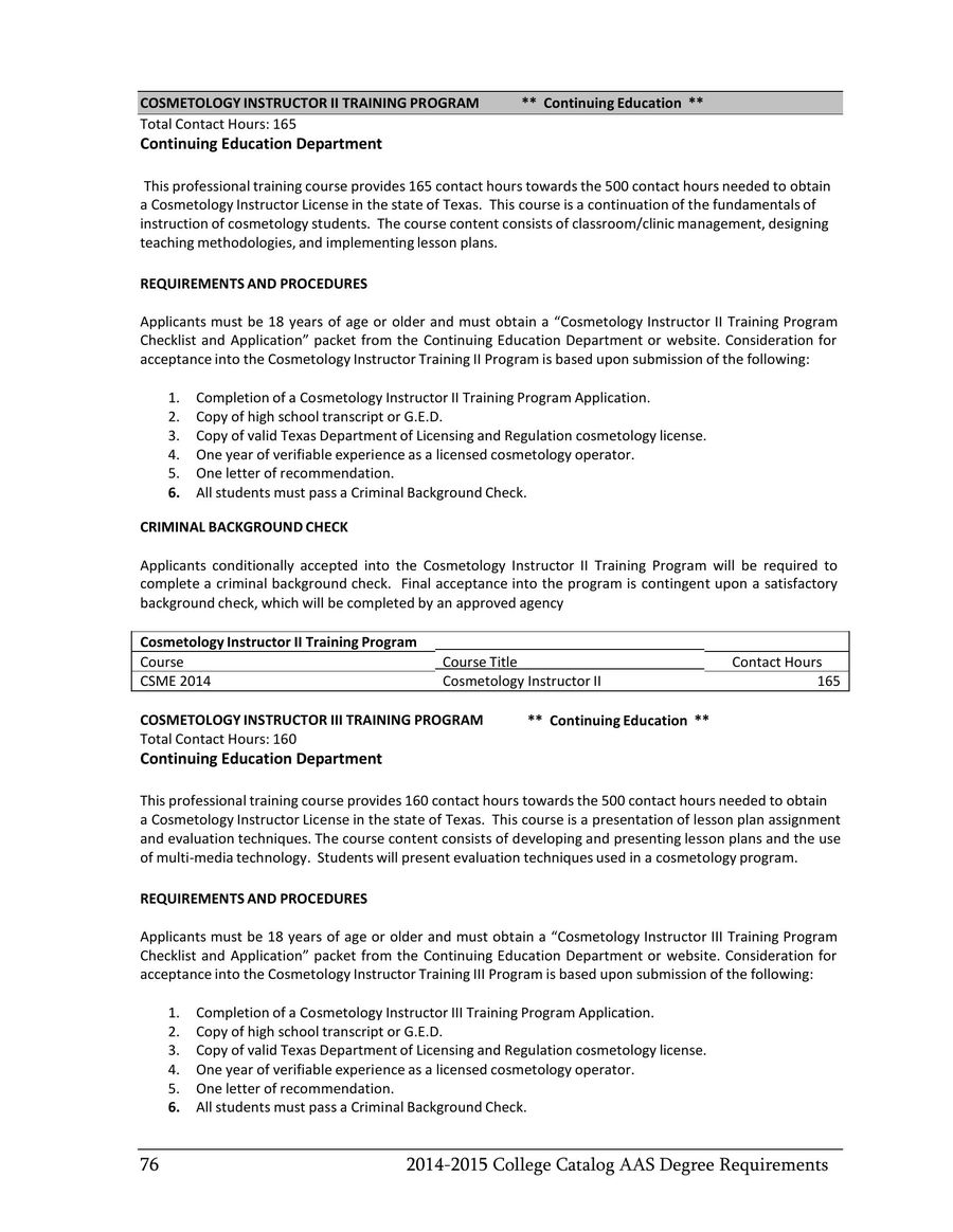 page 87 of wcjc college catalog 2014 2015 letter of recommendation for cosmetology school