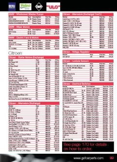 Parts for Citroen, Peugeot, Renault, Seat, Skoda Catalog