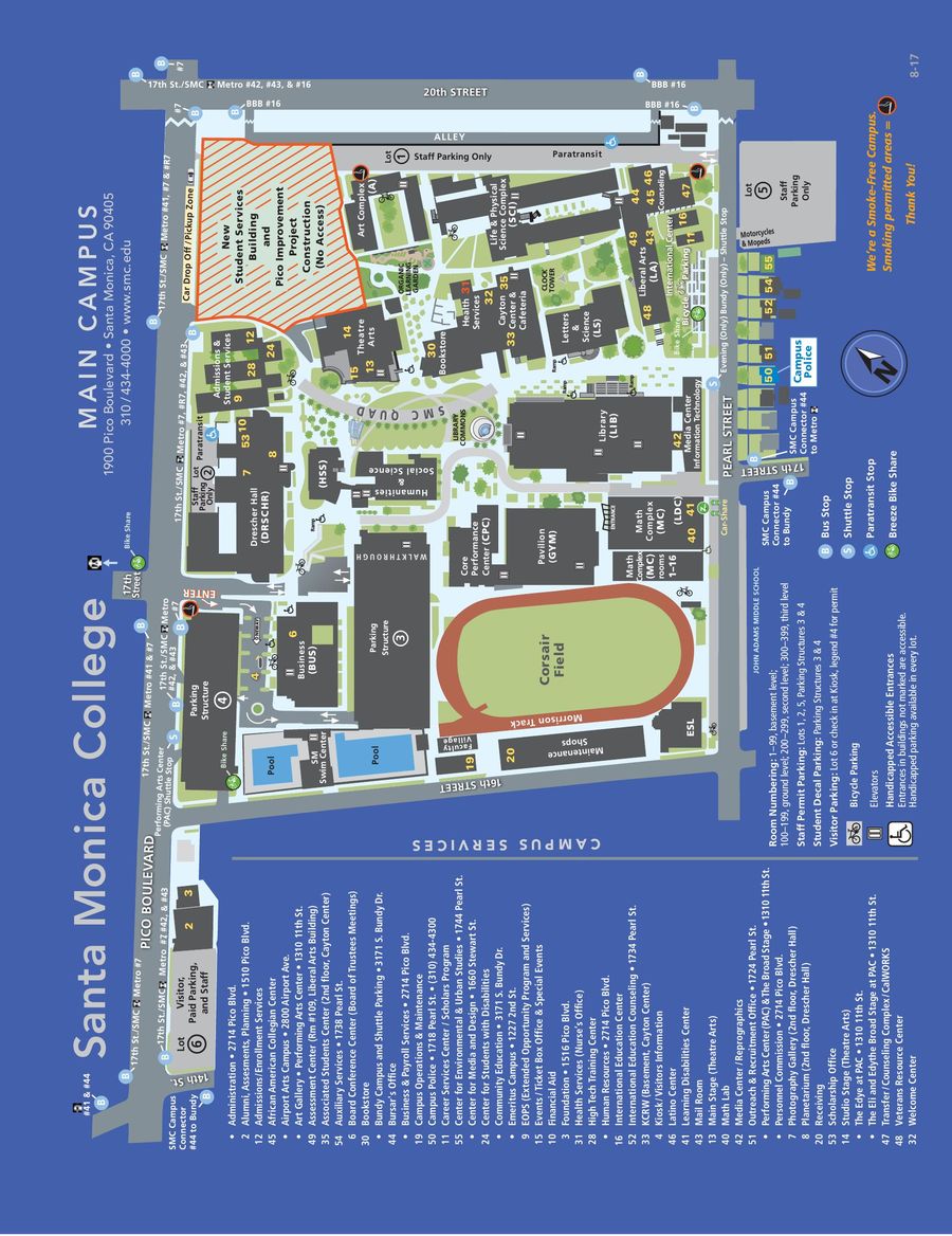 Smc Main Campus Map 2017 2018 By Santa Monica Community College