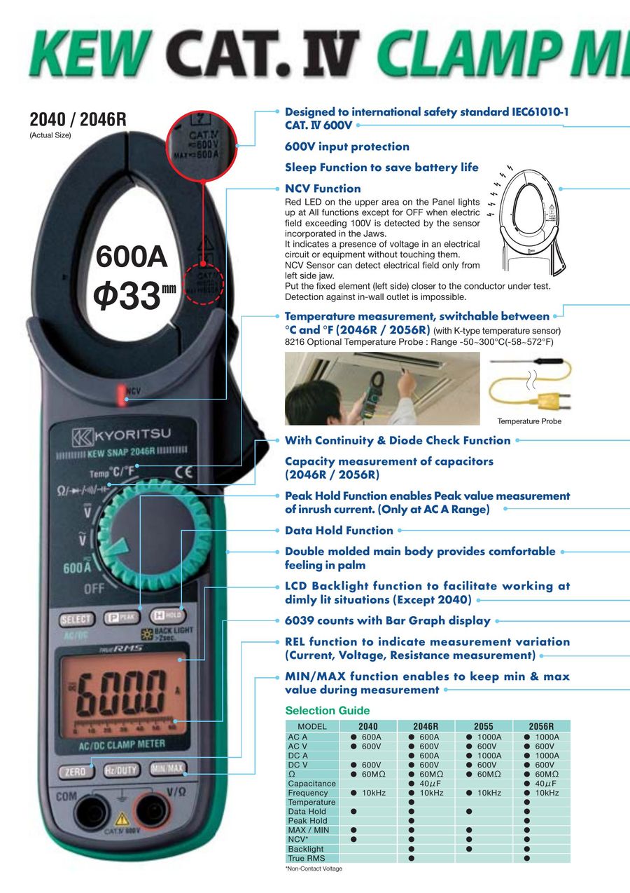 46r 55 56r Ac Dc Digital Clamp Meter 18 By Kyoritsu Electrical Instruments Works Ltd