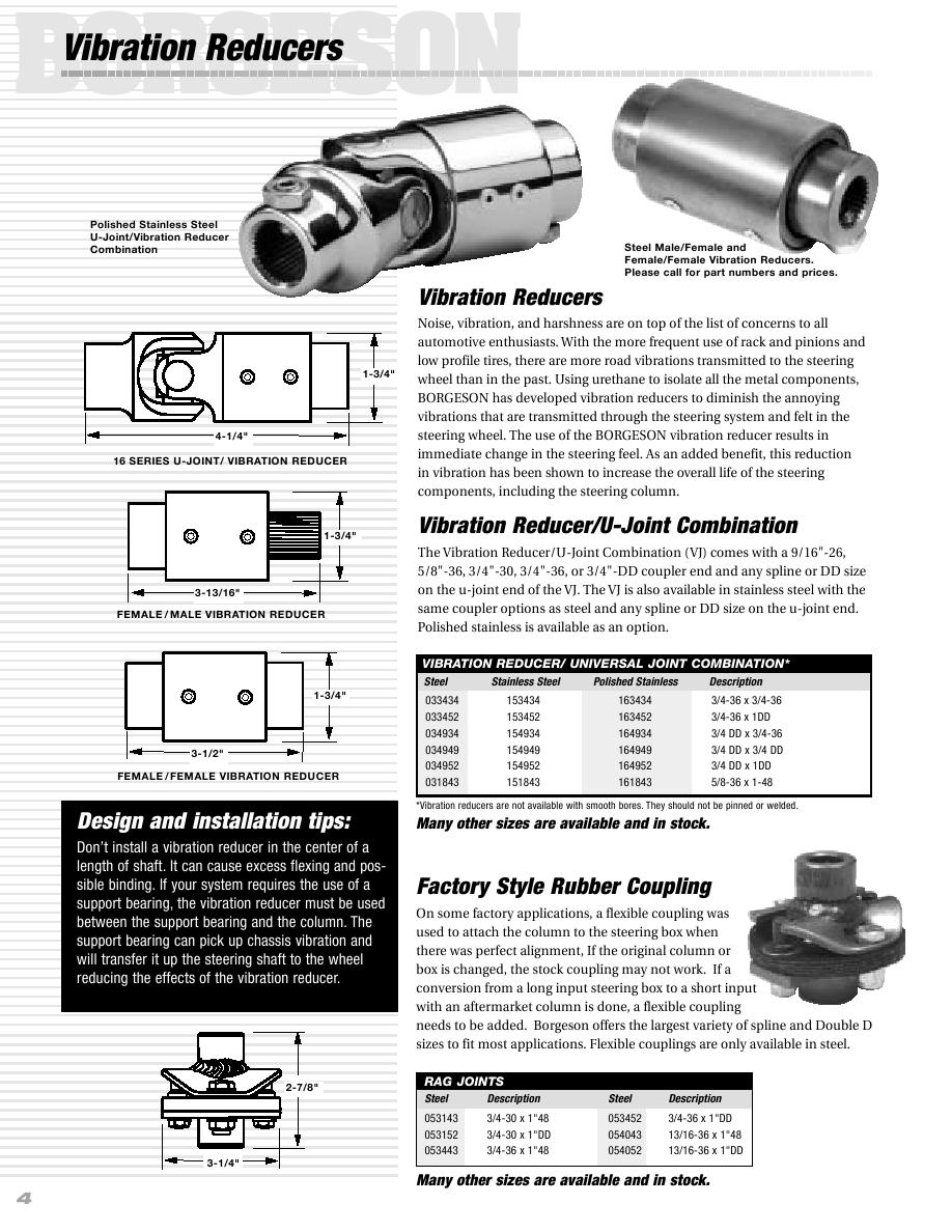 3//4-36 X 3//4-36 Stainless Steel Borgeson 113434 Steering U-Joint