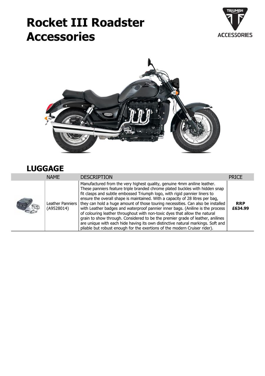 Rocket Iii Roadster Accessories 2015 Uk By Triumph Motorcycles