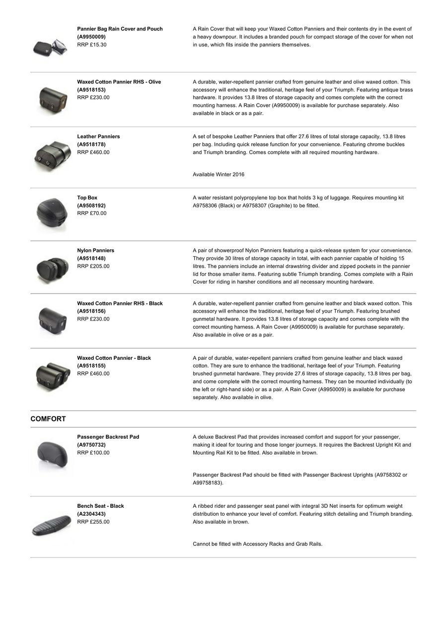 Page 16 Of All New Bonneville T100 Range Accessories 2017